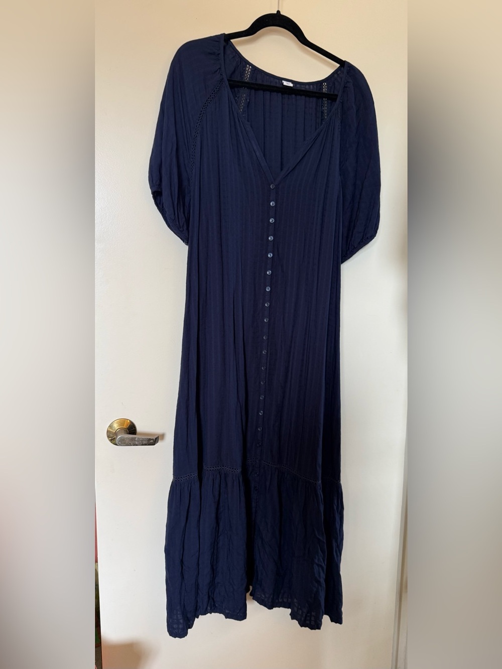 Old Navy Short Sleeve Blue Button-Front Maxi Dress with Self Belt in XL